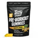 TASTY GAINS - Pre-Workout Gummies – Energy & Focus Boost, Caffeine Gummies for Men & Women, 200mg of Caffeine, Fat-Burning Preworkout for Strength & Endurance (60, Pineapple Mango)