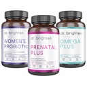 Dr. Brighten Pregnancy Support Kit - Prenatal Plus, Women's Probiotic and Omega Plus Bundle for Pregnant or Nursing Mothers, Non-GMO, No Gluten, No Soy