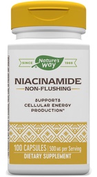 Nature's Way Niacinamide - Niacinamide Capsules with Non-Flushing Vitamin B3 - Supports Cellular Energy* - 500mg per Serving - Gluten-Free & Vegan - 100 Count (100 Servings)