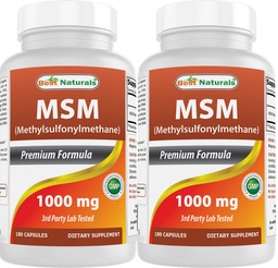 Best Naturals MSM 1000 mg 180 Capsules (180 Count (Pack of 2))