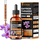 Saffon Extract Drops 88.5mg - 13in1 with Ashwagandha, Rhodiola, Turmeric, Bacopa, Magnesium Glycinate, L-Theanine, Lemon Balm, B1, B12 and More - 30ml 1 Fl Oz