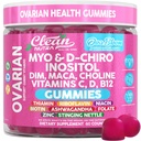 OVA Bloom Ovarian Support Gummies Myo Inositol D-Chiro Inositol Choline Flax Biotin Riboflavin Thiamin Niacin Ashwagandha DIM Maca Root Vitamin C D3 B12 Zinc 60 Count By Clean Nutra
