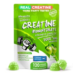 NSF Certified Creatine Gummy - Creatine Monohydrate Gummies 5000mg for Men & Women -120 Gummies Advanced Formula, Muscle Strength, Muscle Builder, Energy Boost, Pre-Workout Supplement-Apple
