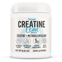 Orgain Micronized Creatine Monohydrate Lean Muscle Powder mit Metabolism Blend, Unflavored, 50 Servierungen, unterstützt Muskelkraft und Gehirngesundheit, Keine Milch oder Soja, Glutenfrei, Vegan