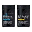 Sports Research® Thetawave Boost Pack - Magtein Magnesium L-Threonate Capsules 2000mg + L-Theanine Supplement with Caffeine & Coconut MCT Oil