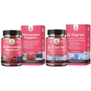 Bundle of Complete Herbal Menopause Supplement - Female Hormone Balance for Night Sweats Hot Flashes Mood Swings and G-Curve Butt and Breast Growth Capsules - Horny Goat Weed, Muira Puama & Maca Root