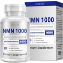 NMN 1000mg Per Serving Maximum Strength - 99% Pure NMN, Stabilized, 60 Caps