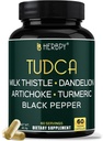Herbpy 6in1 TUDCA Supplement - TUDCA 250mg mit Milchdistel, Löwenzahnwurzel, Artischocke & Kurkuma Curcumin & Black Pepper Extract 10:1 | 60 Vegane Kapseln für 2-Monatsversorgung
