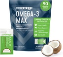 Coromega MAX 2400mg Omega-3 Fish Oil + Vitamin D Squeeze Packets, Wild-Caught, No Fishy Taste - 3X bessere Absorption als Softgels, unterstützt Gehirn & Herz Gesundheit (90 Servietten, Kokosnuss-Bliss)
