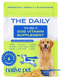 Native Pet The Daily Dog Vitamins & Supplements - 11-in-1 Multivitamin Powder for Dogs - Supports Whole Body Health, Digestion, Mobility & Immunity with Collagen, Glucosamine & Probiotics –120 Scoops