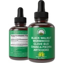 Wormwood Black Walnut Clove Cleanse für Menschen. Elimination Detox + Intestinal Support Liquid Tincture Supplement für Erwachsene und Kinder. mit Artichoke und Chanca Piedra für zusätzliche Vorteile