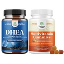 Bundle of DHEA Supplement - Dehydroepiandrosterone für Damen und Herren - Hormon Balance Energy Mood und Potent Daily Multivitamin Gummis mit Vitamin D A C E B12 Zink & Biotin für Energie & Immungesundheit