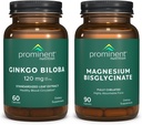 Prominente Ernährung kognitive Gesundheit Unterstützung Bundle - Ginkgo Biloba Ergänzung & Magnesium Bisglycinat Ergänzung