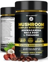 Organic Mushroom Complex with Shilajit & Coconut Oil - Lions Mane Mushroom Supplement with Ashwagandha and L-Theanine - Mushroom Nootropic for Memory, Focus & Immune Mushroom Capsules Softgels