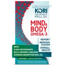Kori Krill Kori Mind & Body Omega-3 Oil, Brain Supplements for Memory and Focus, Lutein, Zeaxanthin, B12, Tumeric Curcumin, 60 Softgels