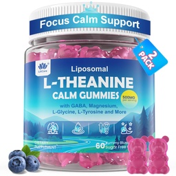 L Theanine Calm Gummies 500mg + Saffron + Magnesium Glycinate + GABA,120Cts