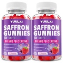 Pack of 2 Saffron Gummies, 10-in-1 Saffron Supplements for Kids & Adults with 88.5mg Saffron Extract, for Emotions, Zzz, Sugar Free, Raspberry Flavor, 120 Count