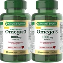 Nature's Bounty Omega 3, Plant-Based Omega 3 Fatty Acid Supplement, 520mg, Unterstützt Ganzkörpergesundheit Einschließlich Herz, Haut, Joint, 30 Vegetarische Softgels, Fischöl Alternative (Paket von 2)