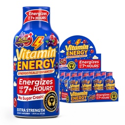 Vitamin Energy B12 11.000% Extra Strength Energy Shot Açaí Pomegranate 12 Pack, 260mg Natural Caffeine, B12 & B6, Nootropic Focus, Vitalität, Zero Sugar, Gluten-Free, Vegan, Kosher, 1.93 fl oz