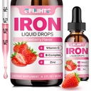 Flüssige Eisen Ergänzung für Frauen Männer & Kinder Multivitamin Eisen Tropfen mit Folat, Vitamin C, B6, B12, Zink für Anämie, Eisenmangel, Blut Builder, Energie - Natürliche Erdbeeren Geschmack, Vegan 2 Fl Oz