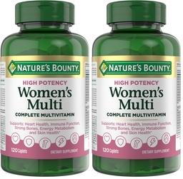 Nature's Bounty High Potency Women’s Complete Multivitamin, Daily Vitamin with Vitamin C, Supports Heart Health & Immune Function, Essential Nutrition for Women, 120 Caplets (Pack of 2)