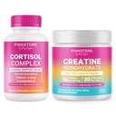Pink Stork Stress Support Ergänzungen für Frauen | Cortisol Complex mit Adaptogenen & Kreatin Monohydrat Pulver | Energie, Fokus, Hormon, Mood & Kognitive Wellness für Frauen