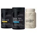 Sports Research® Multivitamins Pack - DHA Omega-3 Fish Oil 700 mg + Vitamin D3 + K2 5000iu + Collagen Peptides Type 1 & 3 Powder