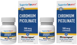 Superior Source Chromium Picolinate - Supplement Formula Supports Healthy Sugar Metabolism - 500 mcg, 50 Instant Dissolve Tablets (Pack of 2)