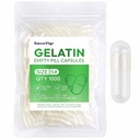 Size 5 Gelatin Empty Capsules - 1000 Count Clear Empty Pill Capsules, Fillable Empty Gel Capsule for Homemade Vitamins & Powders, Easy for DIY Supplements