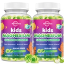 2 Pack Kids Magnesium Gummies - Magnesium Glycinate Gummies for Kids & Adults with L-Theanine, Chamomile, Licorice, Vitamin D, B6 for Sleep, Relaxation, Brain & Muscle - Sugar Free Apple & Kiwi