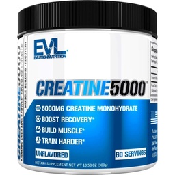 Evlution Nutrition Creatine 5000 - Unterstützt schnellere Erholung, Lean Muscle Growth & Performance - Pre & Post Workout Powder - 5000mg reines Kreatin Monohydrat pro Servierung - 60 Servierungen - Unflavored