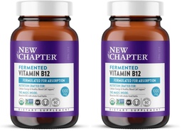 New Chapter Fermented Vitamin B12 1,000 mcg,USDA Organic,Daily for Cellular Energy + Healthy Blood Cells,Certified Vegan,Gluten Free -,60 Count (Pack of 2)