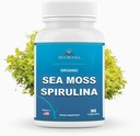 Bio Sea Moss Spirulina, 90 Kapseln, Bio Sea Moss Spirulina Ergänzung, Immununterstützung, Endurance & Microingredients Quelle — Vegan Kapseln für Herren & Frauen