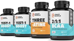 Mit BCAA, Kreatin und Test 1 Boost (2 Monate Versorgung)