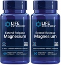 Life Extension Extend-Release Magnesium,prolonged Heart & Bone Health Support,Cardiovascular & Blood Pressure Health Support,bioavailable Formula,Gluten-Free,Non-GMO,Vegetarisch,60 Kapseln,(Pack von 2)