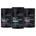 Sportforschung Vegan Biotin 10.000mcg mit Kokosöl, Multi Collagen Pillen (Typ I, II, III, V, X) hydrolysierte Collagen Peptide mit Hyaluronsäure + Vitamin C & Phytoceramide 350mg pro Softgel