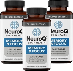 NeuroQ Memory & Focus - Boosts Cognitive Performance & Brain Function - Neuroprotektive Formel von Dr. Dale Bredesen - Gotu Kola Ginkgo Phosphatidylserin & Propolis - 60 Kapseln (Paket von 3)