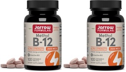Jarrow Formulas Methyl Vitamin B12 2500 mcg, 100 Chewable Tablets, Tropical Flavored- Bioactive B12 Vitamin - Supports Cellular Energy Production, Brain Health & Metabolism - 100 Servings (Pack of 2)