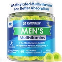 Mens Multivitamins Gummis, Methyliertes Multivitamin für Männer, B-Komplex, Mineralien, Vegan Omega 3, Probiotic, Enzyme, Antioxidantien für Männer komplette tägliche Unterstützung, Zuckerfrei, Vegan (ohne Eisen) 60 Zähler