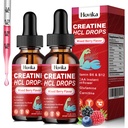 Kreatin HCL Flüssige Tropfen für Männer & Frauen, Kreatinhydrochlorid mit L-Carnitin, L-Glutamin, BCAA, Vitamin B12 & B6 für Muskelwachstum & Erholung-Vegan, Gemischte Beeren Geschmack Geschmack, 4 Fl Oz