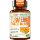 Ginkgo Biloba Ergänzung mit Kurkuma Curcumin und schwarzem Pfeffer für hohe Absorption - Ginko Biloba Kapseln mit Curcuma für Fokus, Memory Support, Joint & Brain Health - NonGMO - 180 Vegan Kapseln