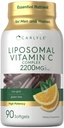 Carlyle Liposomal Vitamin C | 2200mg | 90 Softgel Kapseln | High Potency Complex Supplement | Non-GMO, Gluten Free Packaging Mai Vary