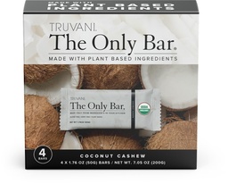 Truvani Plant Based Snack Bars | Coconut Cashew 4 Pack | 5g Protein | USDA Organic and Vegan | Die einzige Bar | Dairy, Soy und Gluten Free | Individuell Wrapped