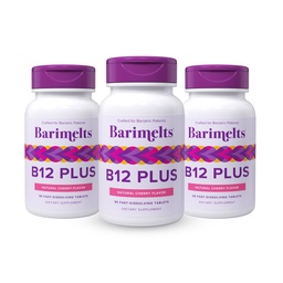 BariMelts Vitamin B12 Plus, 270 schnell auflösende Tabletten (9-Monats-Versorgung), zuckerfreie bariatrische Vitamine für Frauen, umfasst B12, B6, Folat und Biotin, natürlichen Kirschgeschmack