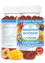 Lunakai USA Made Magnesium Glycinate Gummies with L-Theanine for Kids & Adults – 420mg Magnesium Supplement for Calm, Sleep & Stress Support, 60ct