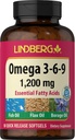 Lindberg Omega 3 6 9 Ergänzungen | 1200mg | 90 Softgels | Essential Fatty Acids | mit Fisch, Flax und Borage Oil | Non-GMO, Glutenfrei