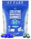 SteelFit Creapure Creatine Monohydrate Gummies for Men & Women, Blue Raspberry - Gym Workout Nutritional Supplements for Muscle Gain, Brain Health & Strength Building Dietary Supplement, 120 Gummies