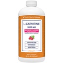 The Vitamin Shoppe L-Carnitine Liquid 3000mg - Cardio Performance & Fat Burner | Free-Form Amino Acid | 24 oz Raspberry | Vegan