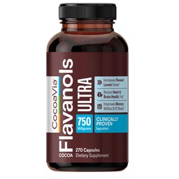 CocoaVia Ultra 750mg Cocoa Flavanole - Herz & Gehirn Unterstützung, Gedächtnis & Blutzirkulation Booster, High Flavanol Cocoa für Stickstoffmonoxid, Energie & Sauerstoff Boost, Vegan, Glutenfrei, 90-Tage-Versorgung
