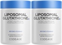 Codeage Liposomal Glutathione Supplement - Pure Reduced Setria L-Glutathione, Liposomal Delivery, Phospholipid Complex - Vegan, Non-GMO - 2-Pack